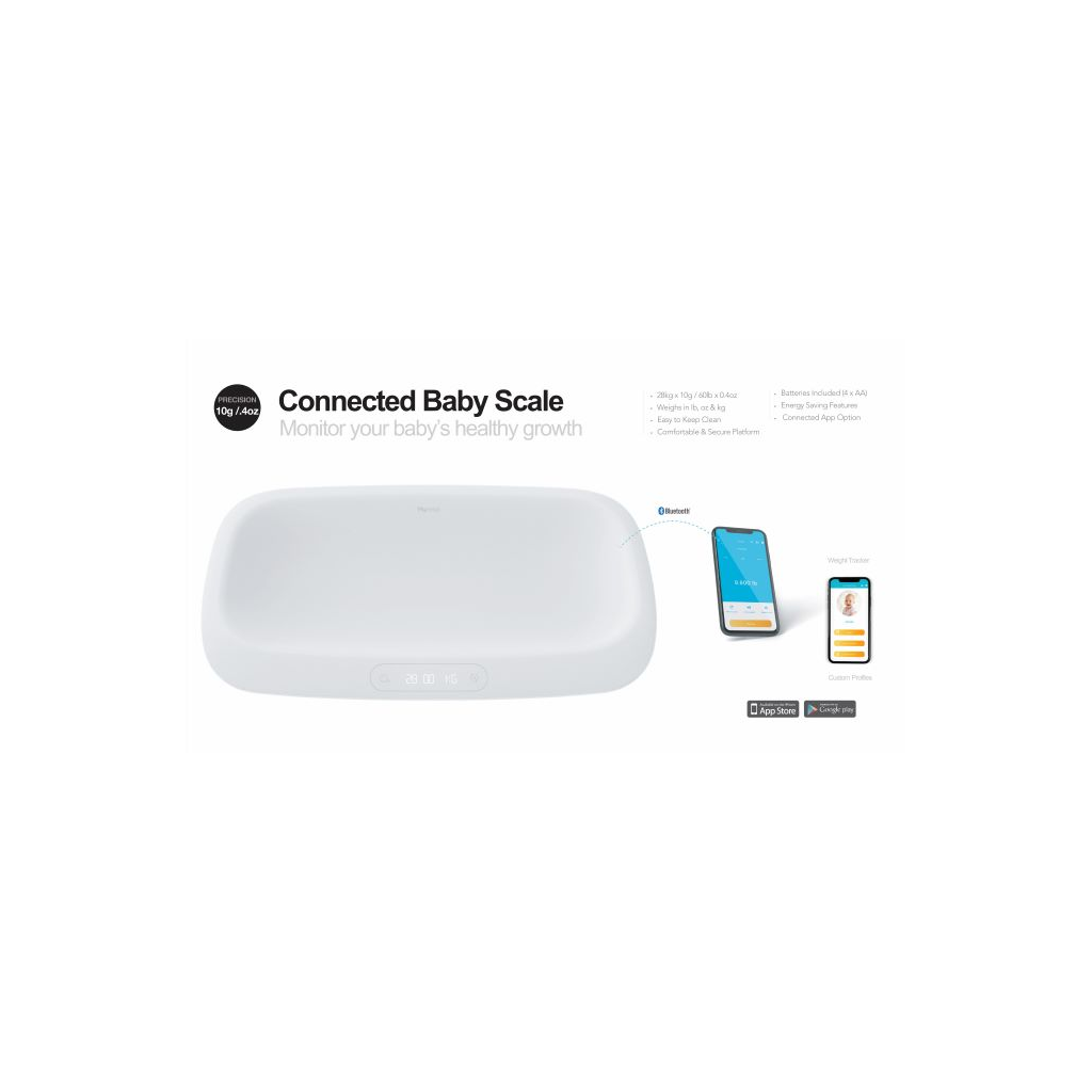 My Weigh Bluetooth Connected Baby Scales with Free App 60lb/ 28kg White My Weigh - 1